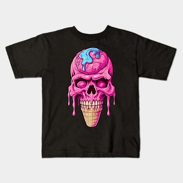 Skull ice cream cone - Happy Halloween Kids T-Shirt by Unelmoija